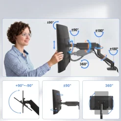 Braccio monitor articolato con molla a gas, per 1 schermo