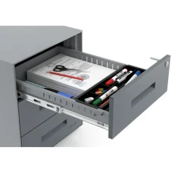 Cassettiera da ufficio Block, 3 cassetti, struttura in alluminio, frontali in metallo