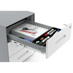 Cassettiera da ufficio Block, 3 cassetti, struttura in alluminio, frontali in metallo