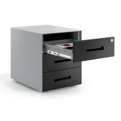 Cassettiera da ufficio Block, 3 cassetti, struttura in alluminio, frontali in metallo