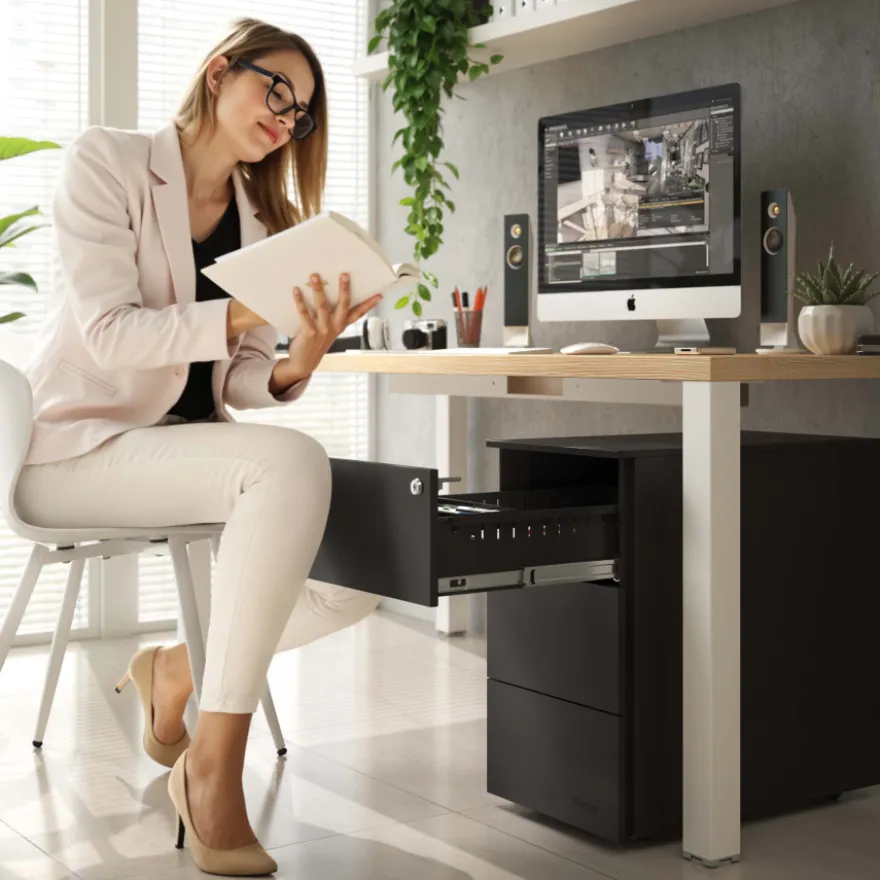 Cassettiera scrivania compatta Xenon Slim, 3 cassetti