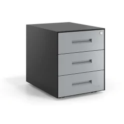 Cassettiera ufficio Block, 3 cassetti, struttura nera, frontali in metallo
