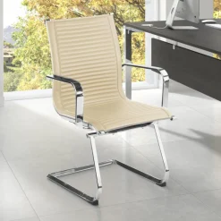Poltrona conferenza Brenton, telaio in acciaio, cantilever, slitta