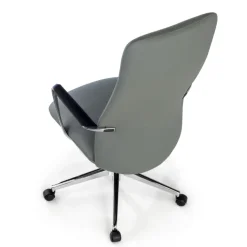 Poltrona da Ufficio Belfast, braccioli alluminio, ecopelle