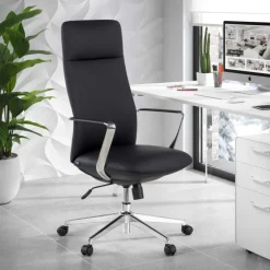 Poltrona da Ufficio Belfast, braccioli alluminio, ecopelle