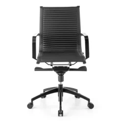 Poltrona da ufficio design Brenton, schienale basso, struttura nera, ecopelle