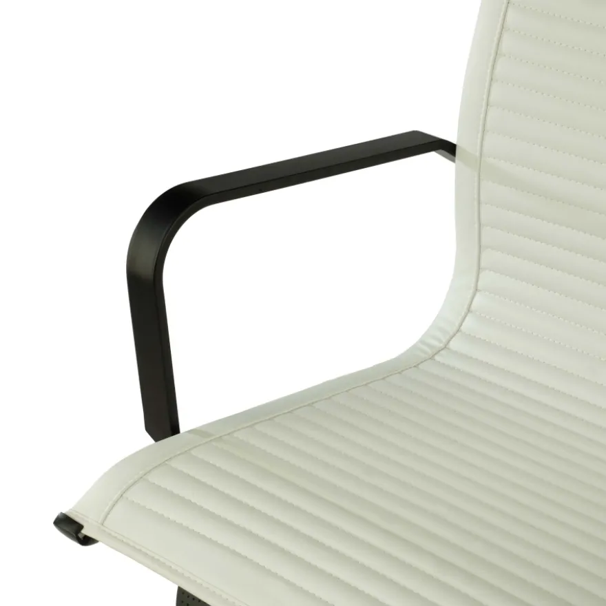 Poltrona da ufficio design Brenton, schienale basso, struttura nera, ecopelle