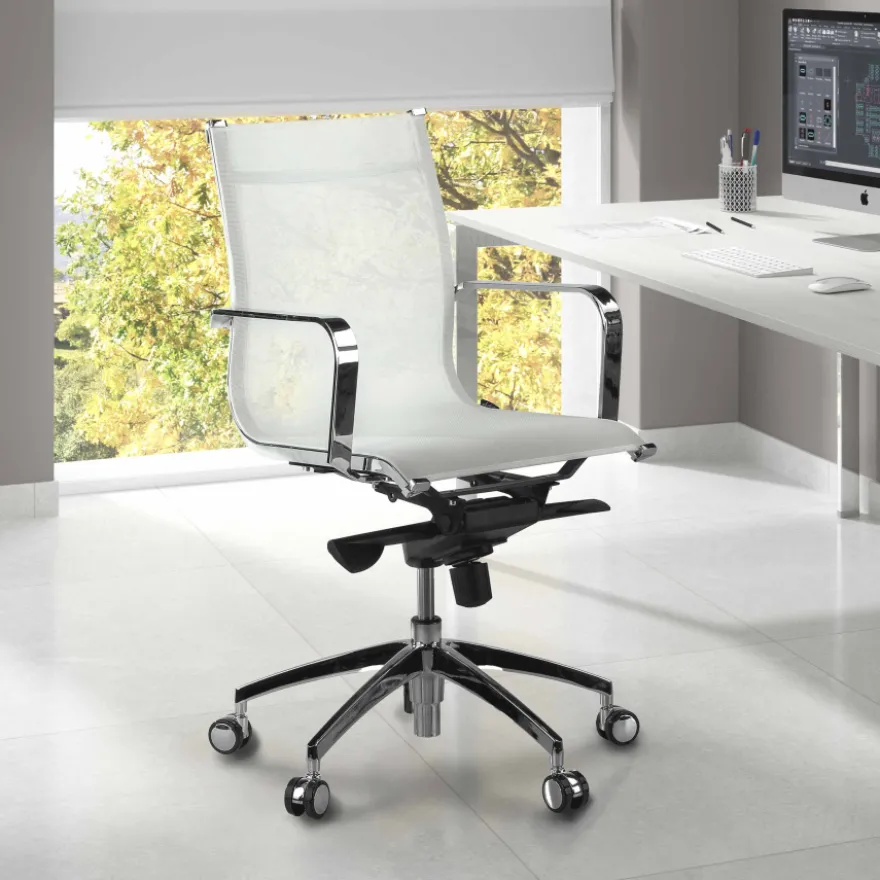 Poltrona da ufficio design Brenton in rete, schienale basso