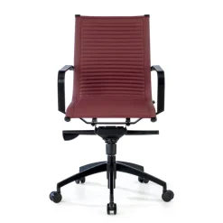 Poltrona da ufficio design Brenton, schienale basso, struttura nera, ecopelle