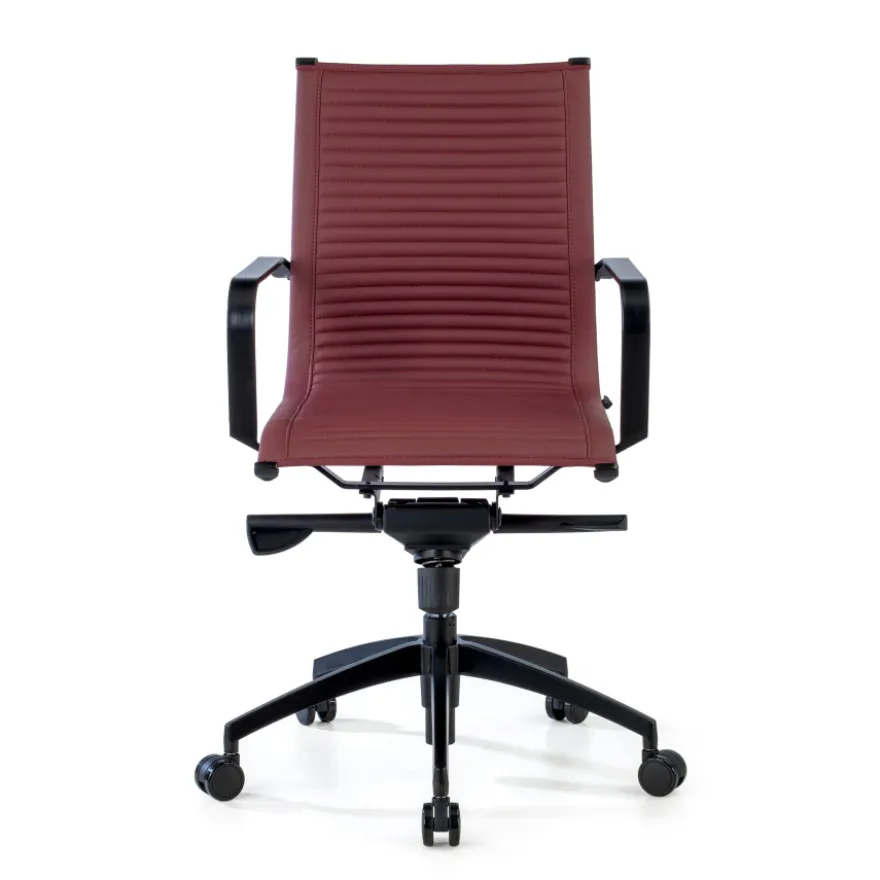 Poltrona da ufficio design Brenton, schienale basso, struttura nera, ecopelle