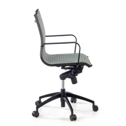 Poltrona da ufficio design Brenton, schienale basso, struttura nera, ecopelle