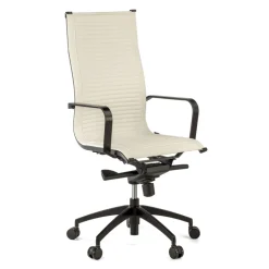 Poltrona da ufficio design Brenton, schienale alto, struttura nera, ecopelle