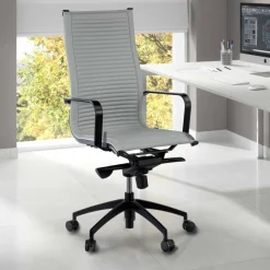 Poltrona da ufficio design Brenton, schienale alto, struttura nera, ecopelle