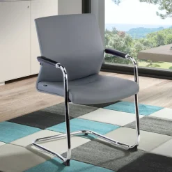 Poltrona Sala d'Atessa Adele, cantilever, Design Moderno, Pelle