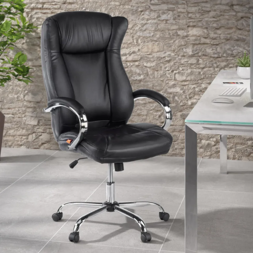 Poltrona Scrivania Lugano, design elegante, base metallica