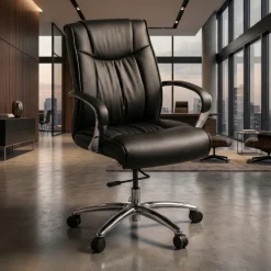Poltrona ufficio Atlanta schienale basso, pelle naturale