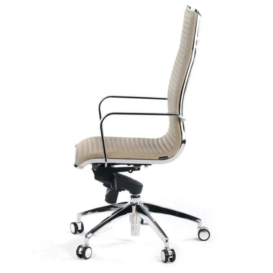 Poltrona ufficio design Brenton, telaio in acciaio, schienale alto