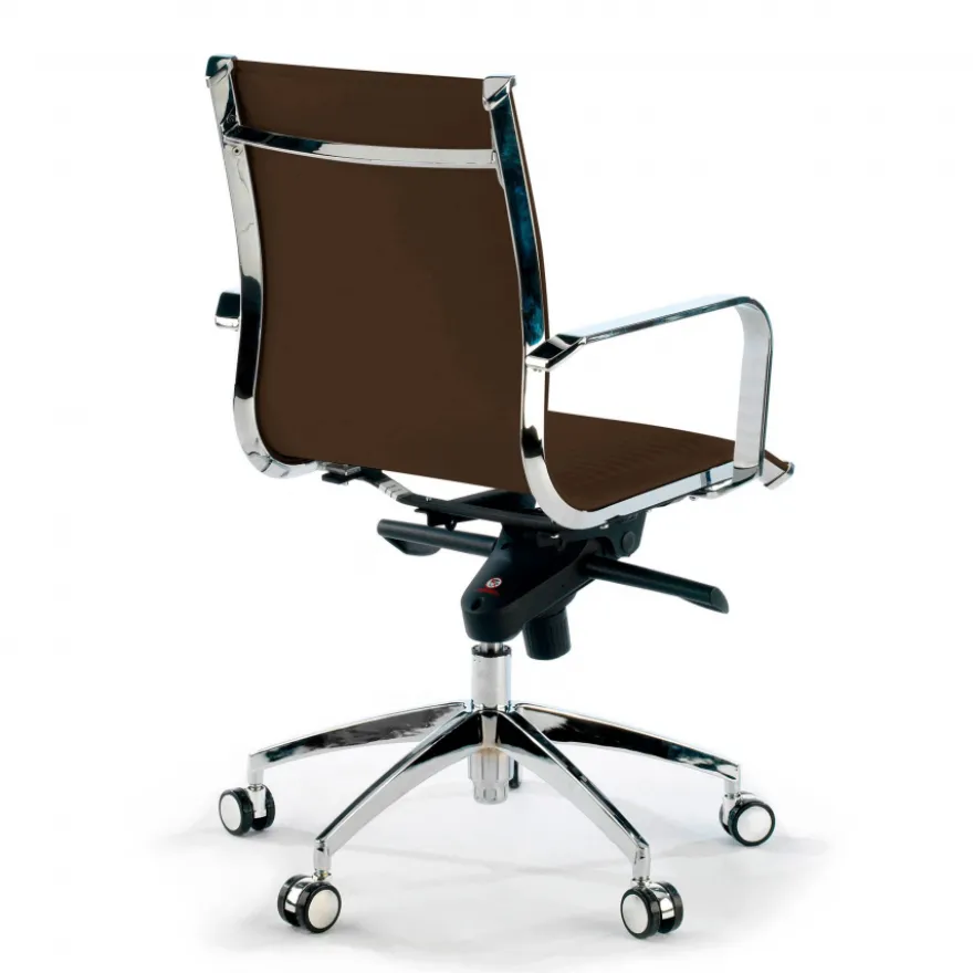 Poltrona ufficio design Brenton, telaio in acciaio, schienale basso