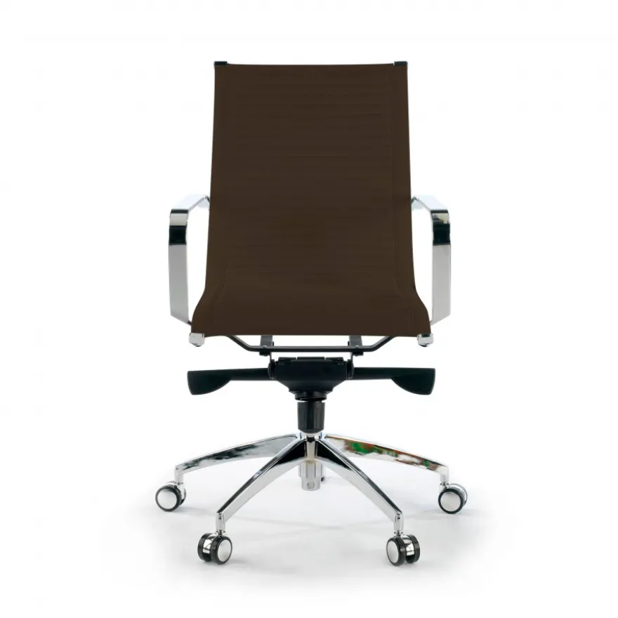 Poltrona ufficio design Brenton, telaio in acciaio, schienale basso