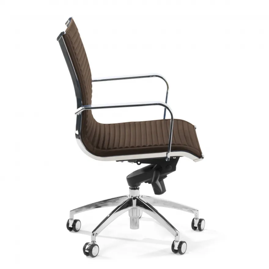 Poltrona ufficio design Brenton, telaio in acciaio, schienale basso