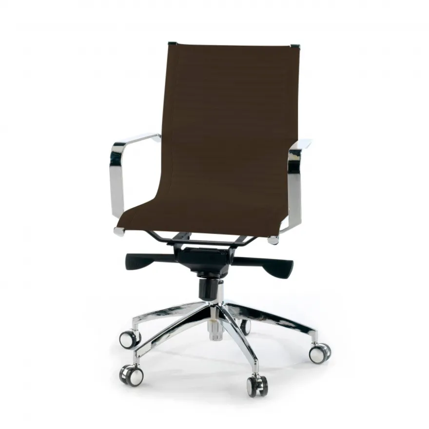 Poltrona ufficio design Brenton, telaio in acciaio, schienale basso