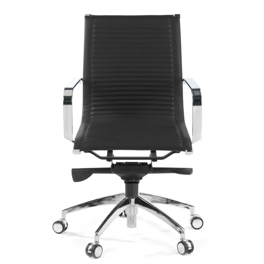 Poltrona ufficio design Brenton, telaio in acciaio, schienale basso