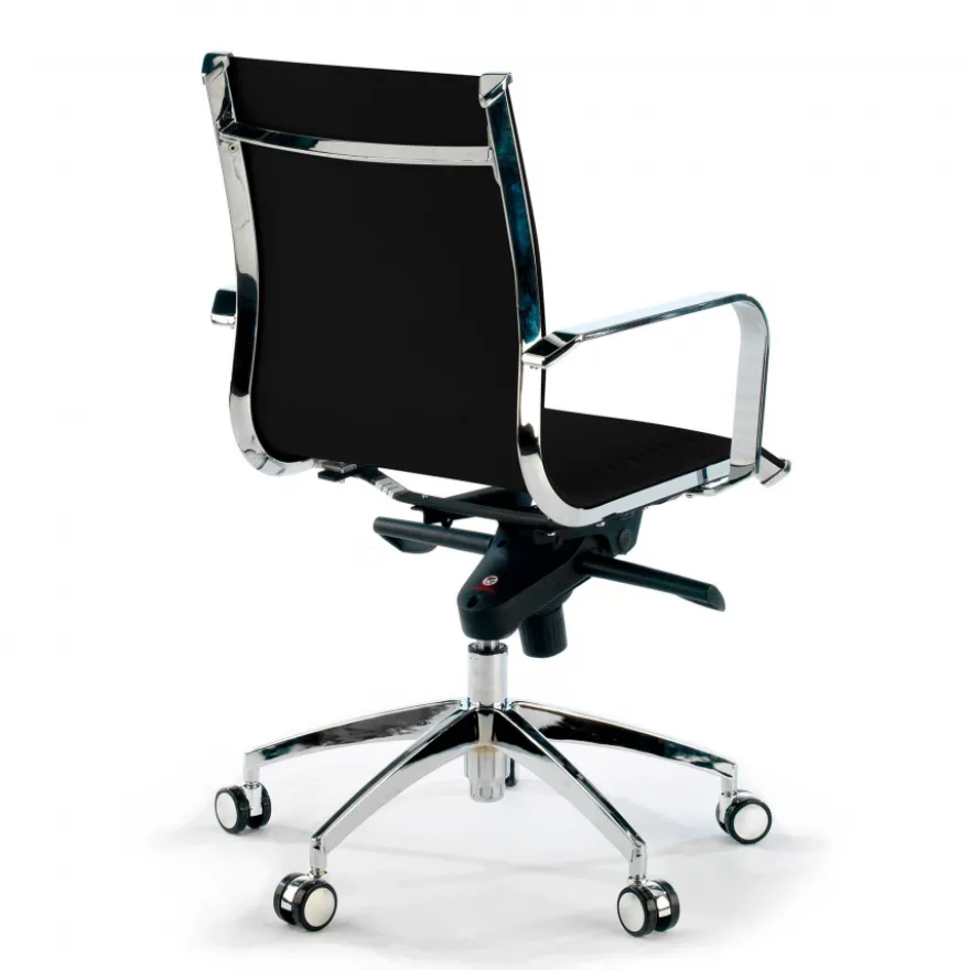Poltrona ufficio design Brenton, telaio in acciaio, schienale basso