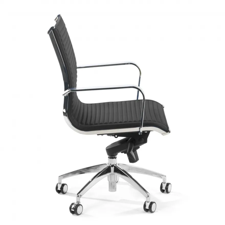Poltrona ufficio design Brenton, telaio in acciaio, schienale basso
