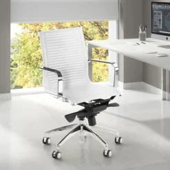 Poltrona ufficio design Brenton, telaio in acciaio, schienale basso