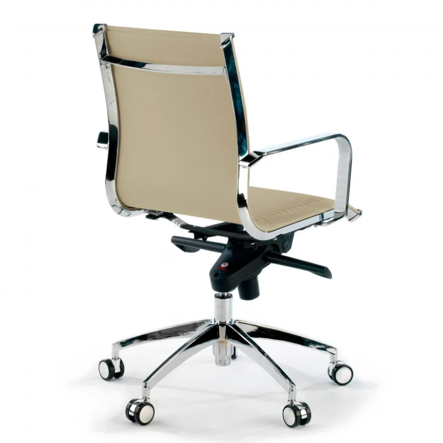 Poltrona ufficio design Brenton, telaio in acciaio, schienale basso
