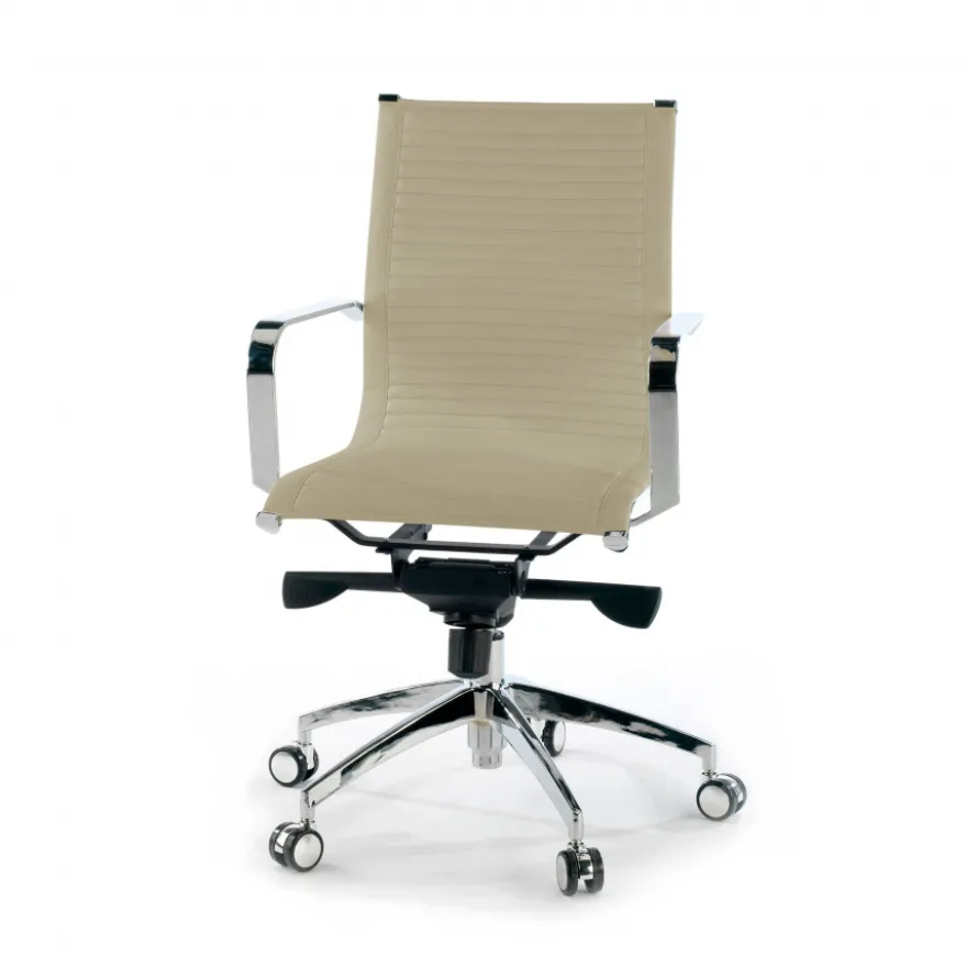 Poltrona ufficio design Brenton, telaio in acciaio, schienale basso