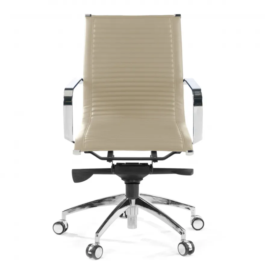 Poltrona ufficio design Brenton, telaio in acciaio, schienale basso