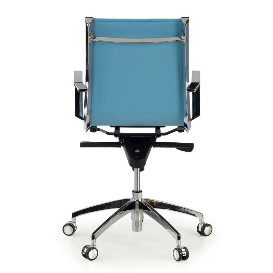 Poltrona ufficio design Brenton, telaio in acciaio, schienale basso