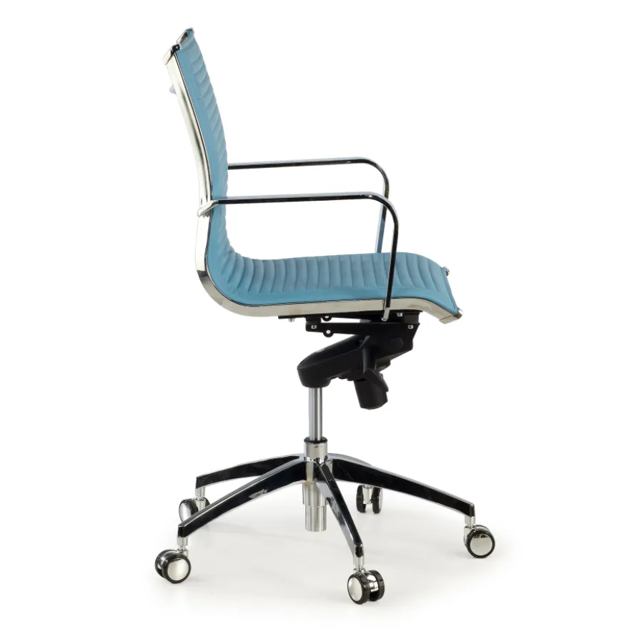 Poltrona ufficio design Brenton, telaio in acciaio, schienale basso