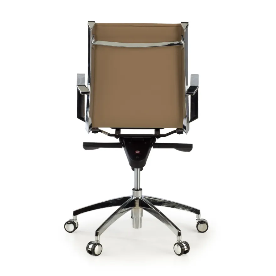 Poltrona ufficio design Brenton, telaio in acciaio, schienale basso