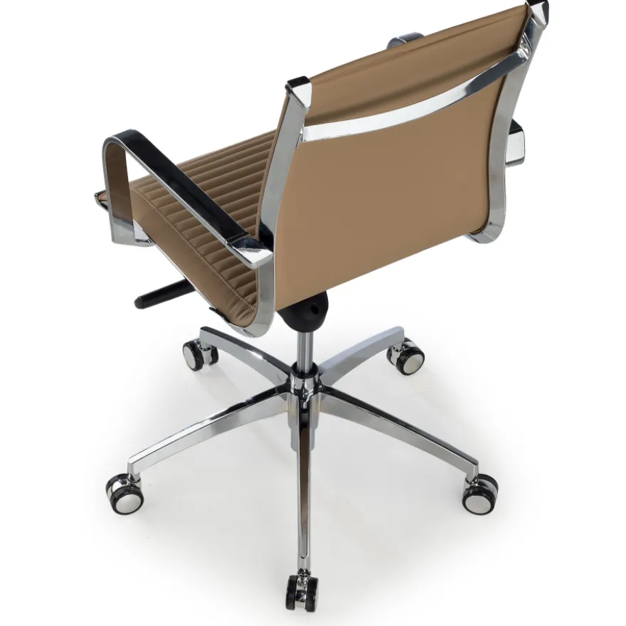 Poltrona ufficio design Brenton, telaio in acciaio, schienale basso