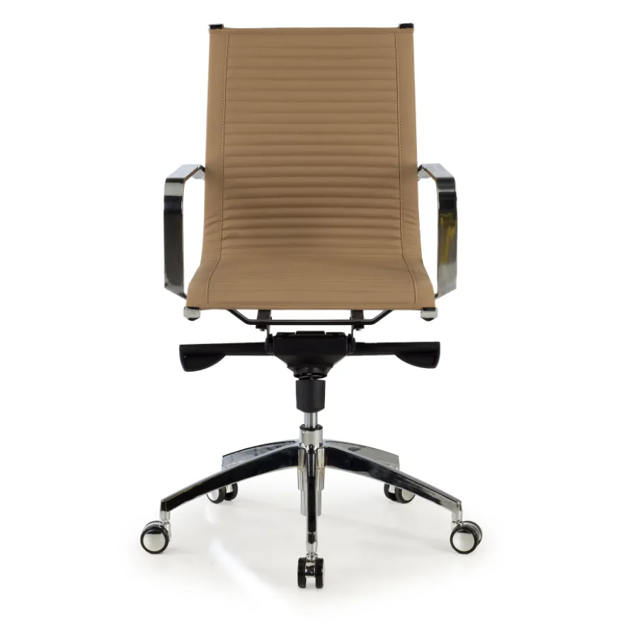Poltrona ufficio design Brenton, telaio in acciaio, schienale basso