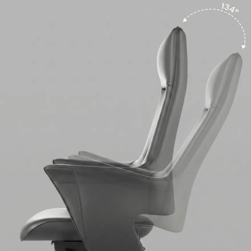 Poltrona Ufficio Design Dortmund, meccanismo relax, alluminio
