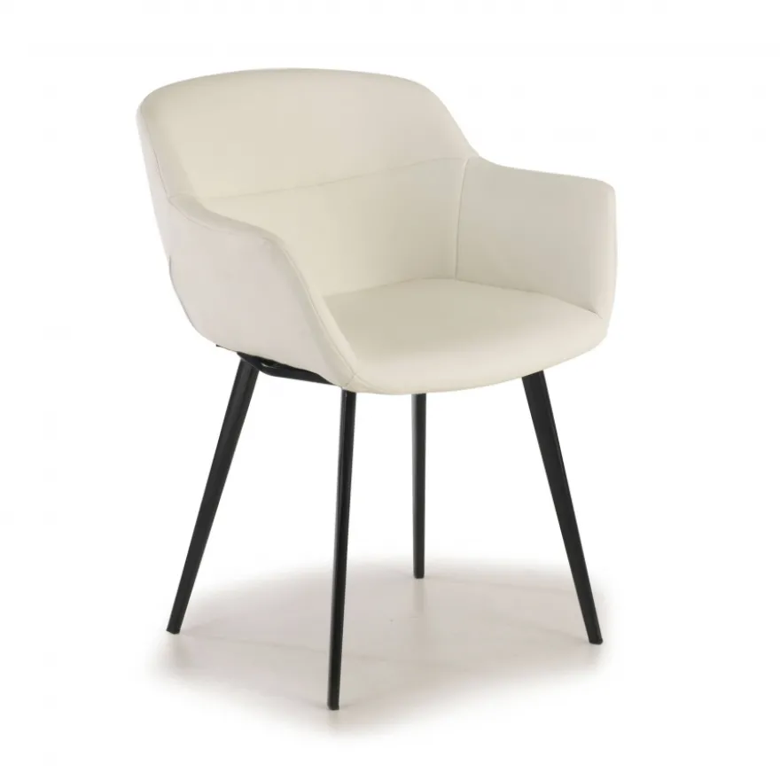Poltroncina ufficio Ores, Gambe nere, Confortevole, Pelle