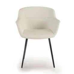 Poltroncina ufficio Ores, Gambe nere, Confortevole, Pelle