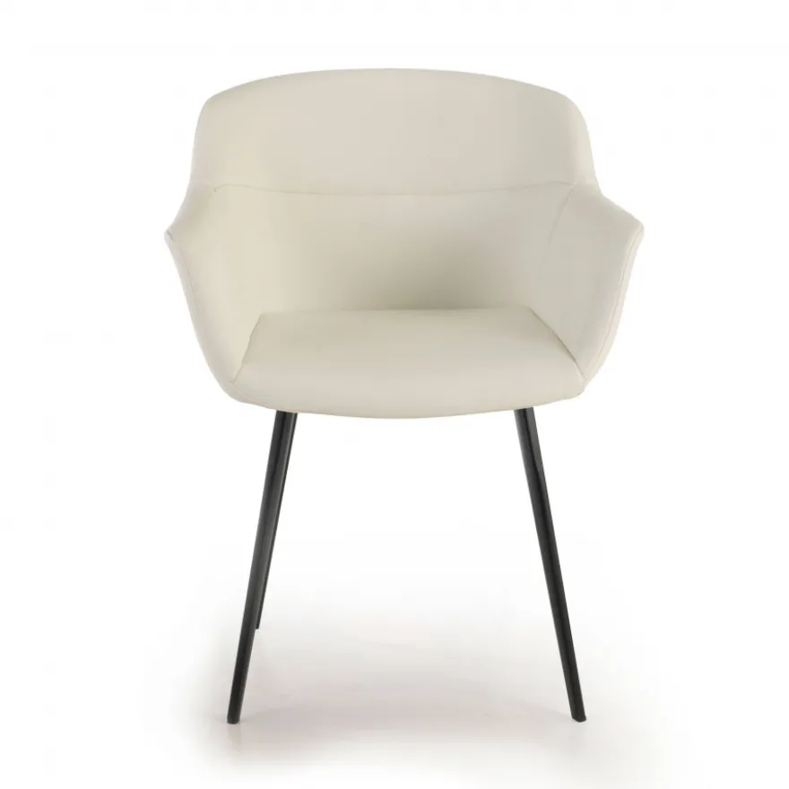 Poltroncina ufficio Ores, Gambe nere, Confortevole, Pelle