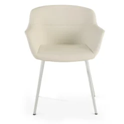Poltroncina ufficio Ores, Gambe nere, Confortevole, Pelle