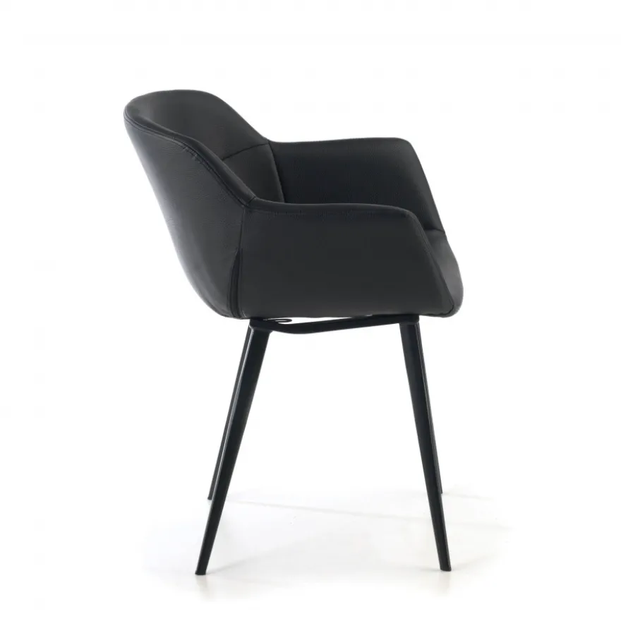 Poltroncina ufficio Ores, Gambe nere, Confortevole, Pelle