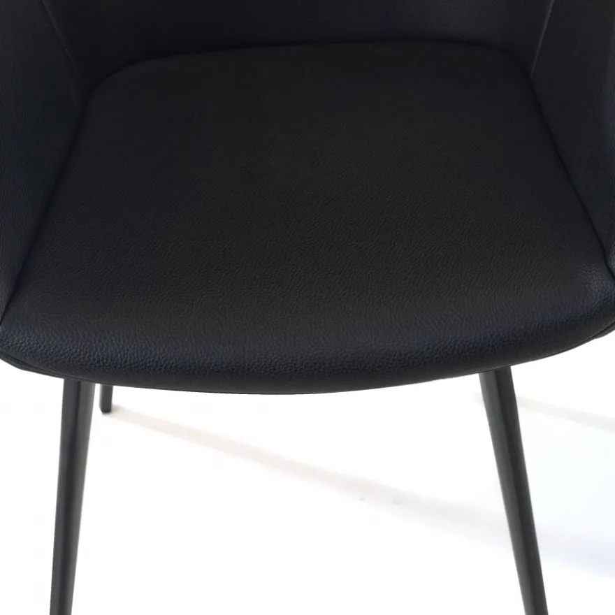Poltroncina ufficio Ores, Gambe nere, Confortevole, Pelle