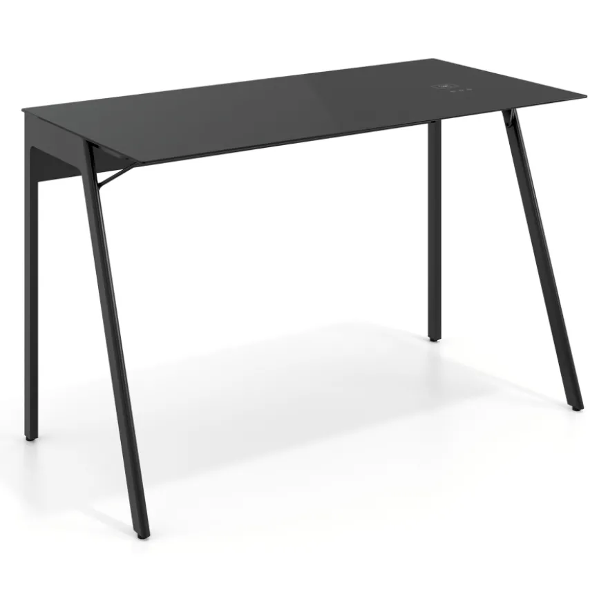 Scrivania con caricatore wireless Stellar, vetro temperato