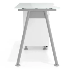 Scrivania con cassetti Strong, superficie in vetro