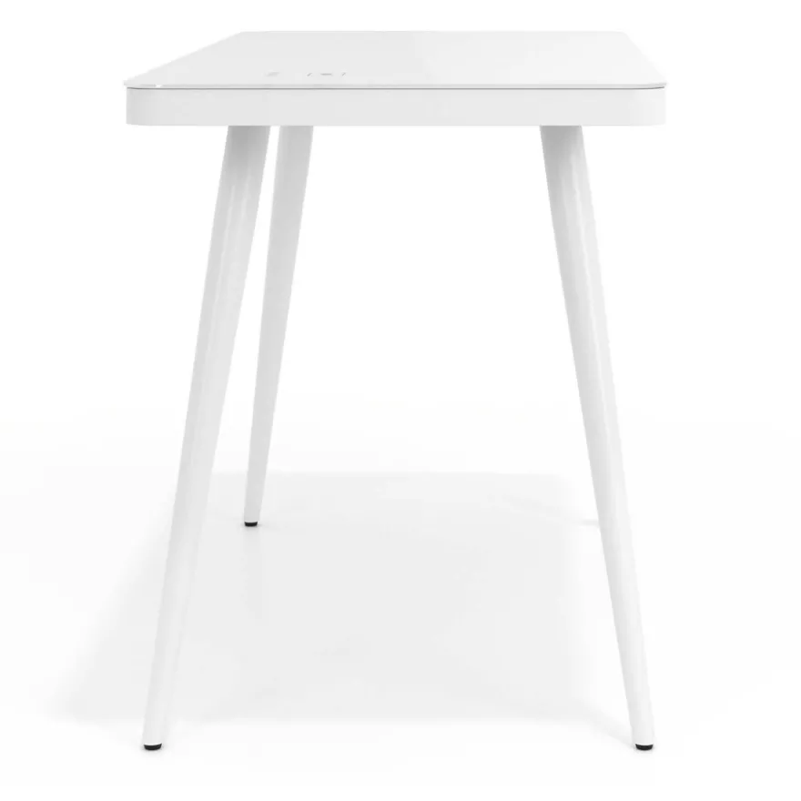 Scrivania di design Clarity, con caricatore wireless e gambe in acciaio