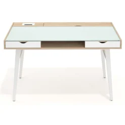 Scrivania Nimbus in vetro con cassetti, design moderno