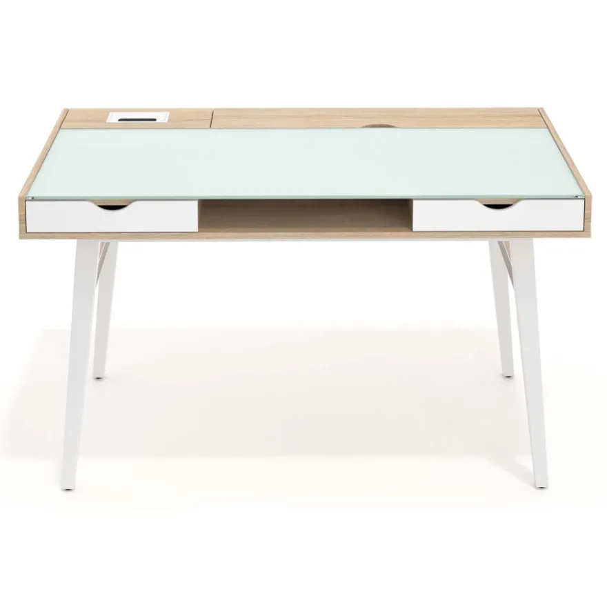 Scrivania Nimbus in vetro con cassetti, design moderno