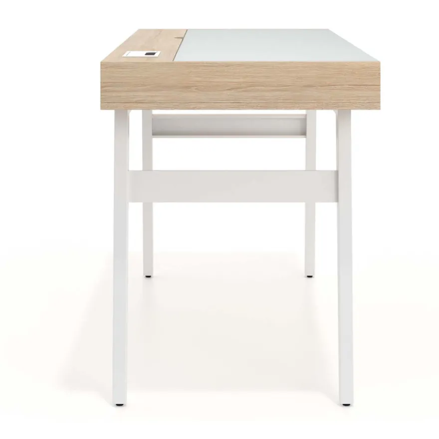 Scrivania Nimbus in vetro con cassetti, design moderno